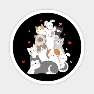 dogs and cats in love-cat lover-dog lover-cute cat-cute dog-cats-dogs-catshirt-dogshirt Magnet